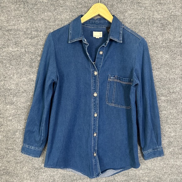 Urban Renewal Tops - Urban Renewal Vintage Shirt Womens‎ S /XS  Blue Prairie Casual Boho Denim Top